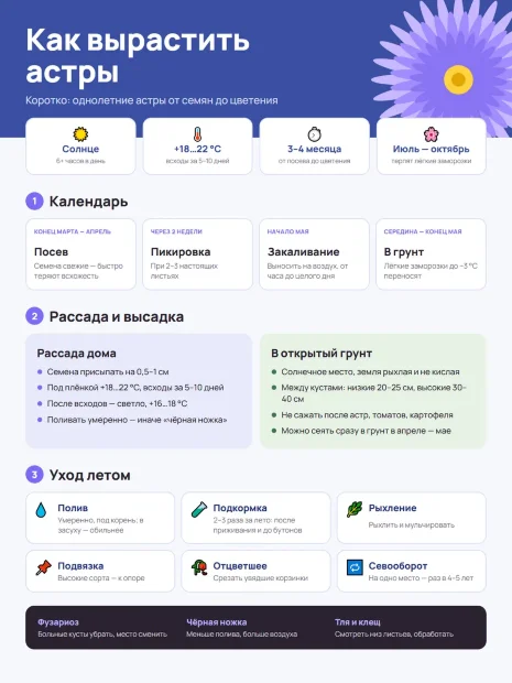 Астра низкорослая Ковер Смесь окрасок семена