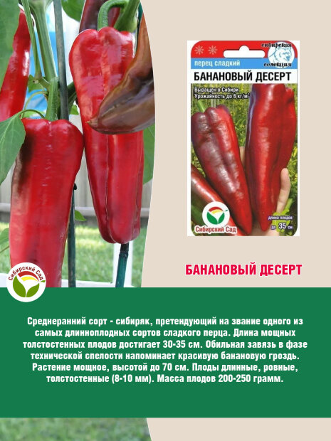 Перец сладкий Банановый Десерт семена 